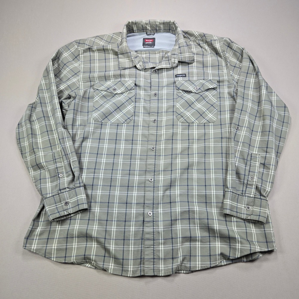 Wrangler Men's Plaid Long Sleeve Button‎ Up Shirt Regular Fit 2XL